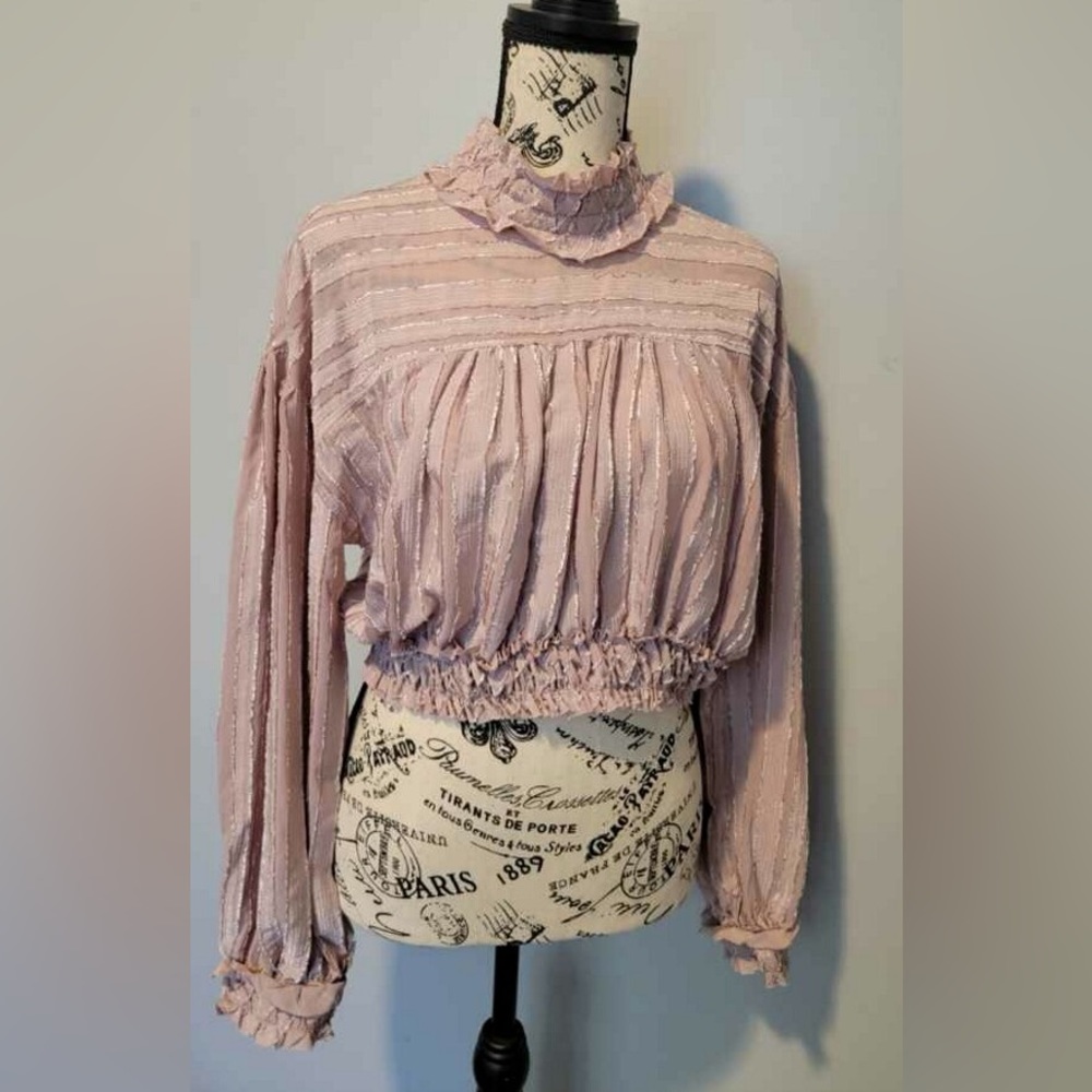 Rose pink blouse with crop top feel